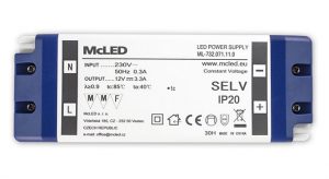 McLED LED napájecí zdroj 12V IP20 40W 3,3A se svorkovnicí (ML-732.071.11.0)