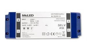 McLED LED napájecí zdroj 12V IP20 180W 15A se svorkovnicí (ML-732.076.11.0)